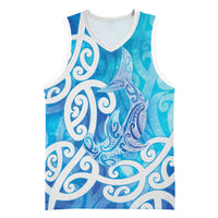 Hammerhead Shark Tattoo New Zealand Basketball Jersey Maori Galaxy Mangopare Pattern LT14 Unisex Turquoise - Polynesian Pride