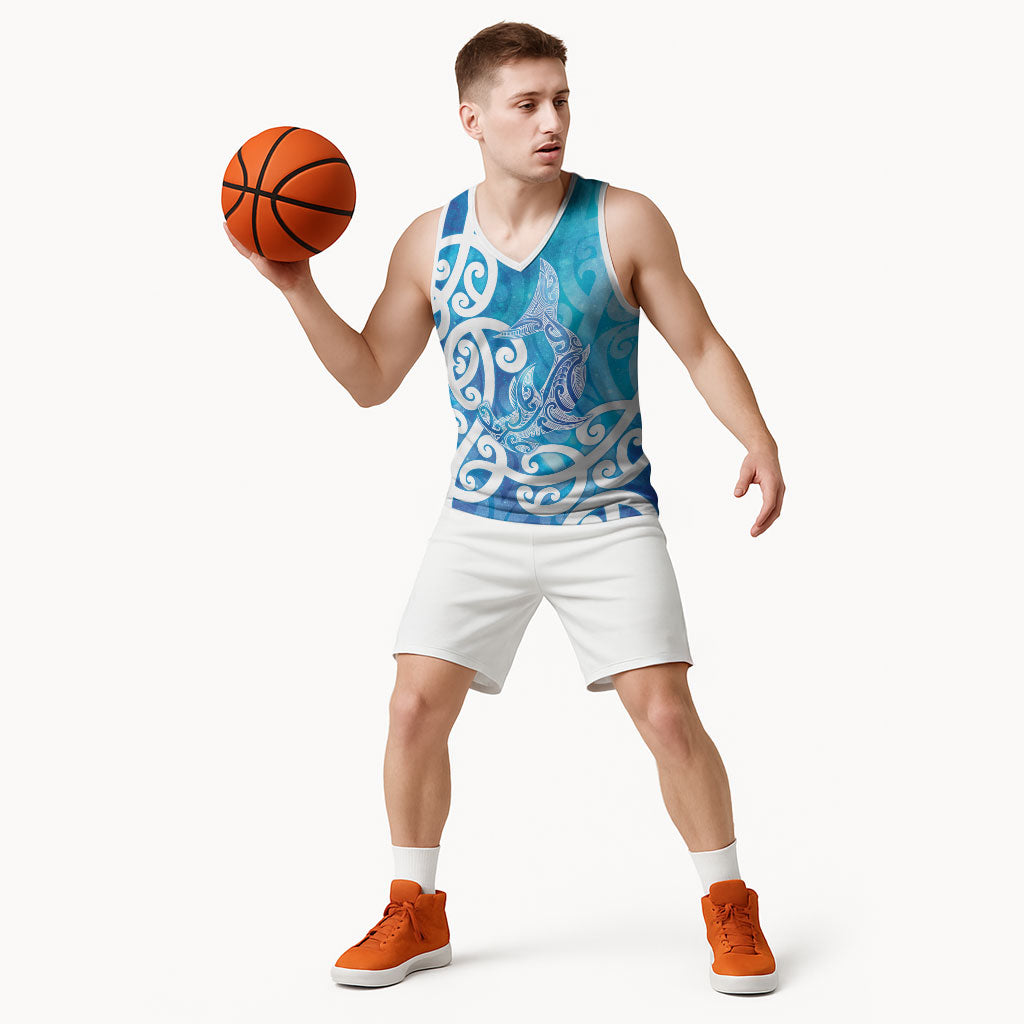 Hammerhead Shark Tattoo New Zealand Basketball Jersey Maori Galaxy Mangopare Pattern LT14 - Polynesian Pride
