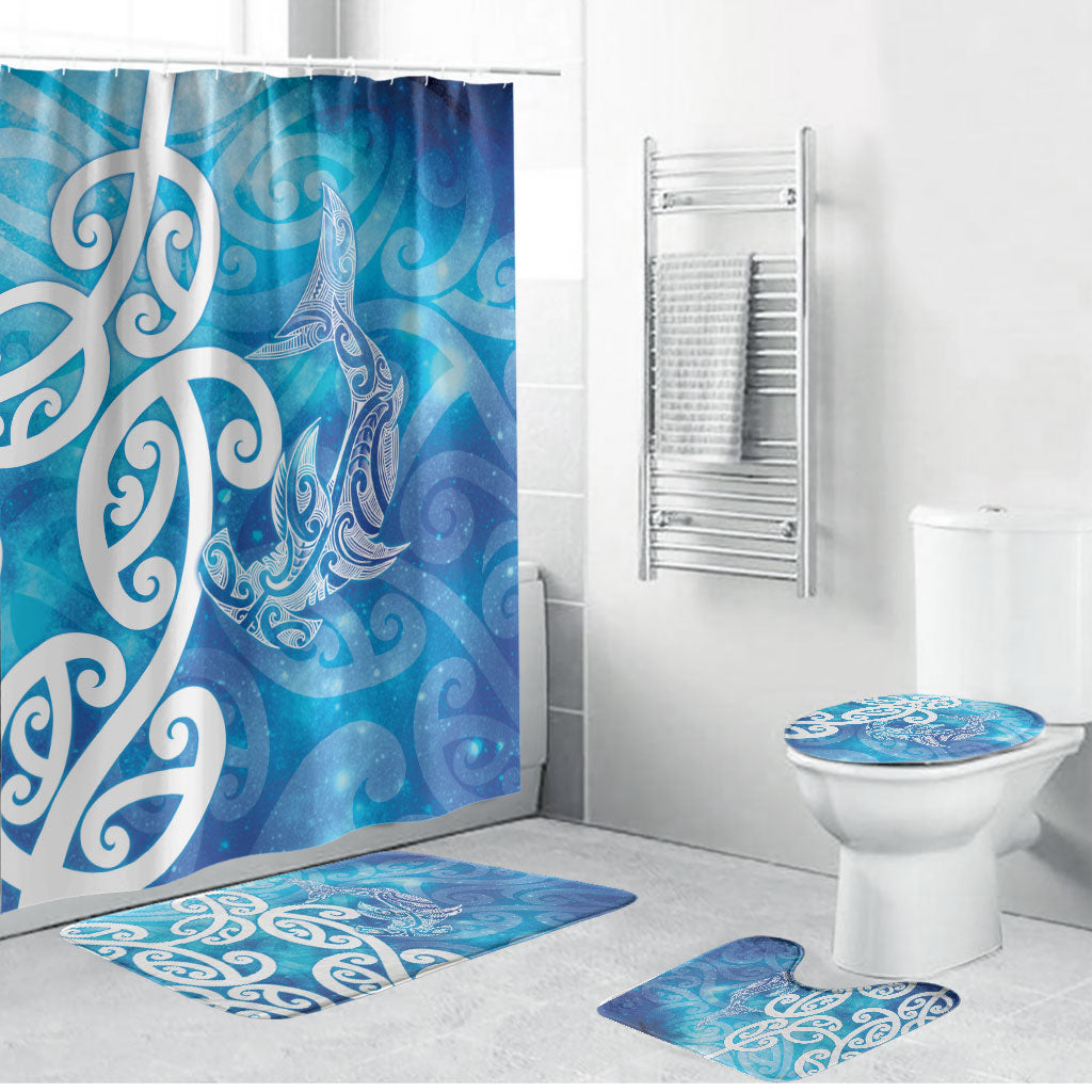 Hammerhead Shark Tattoo New Zealand Bathroom Set Maori Galaxy Mangopare Pattern LT14 Bathroom Set (4 pcs) Turquoise - Polynesian Pride