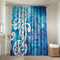 Hammerhead Shark Tattoo New Zealand Bathroom Set Maori Galaxy Mangopare Pattern LT14 Shower Curtain Only Turquoise - Polynesian Pride