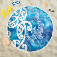 Hammerhead Shark Tattoo New Zealand Beach Blanket Maori Galaxy Mangopare Pattern LT14 One Size 150cm Turquoise - Polynesian Pride