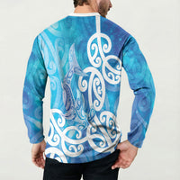 Hammerhead Shark Tattoo New Zealand Button Sweatshirt Maori Galaxy Mangopare Pattern LT14 - Polynesian Pride