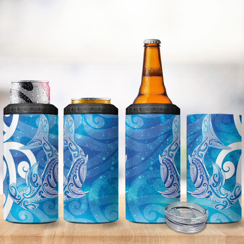Hammerhead Shark Tattoo New Zealand 4 in 1 Can Cooler Tumbler Maori Galaxy Mangopare Pattern LT14 - Polynesian Pride