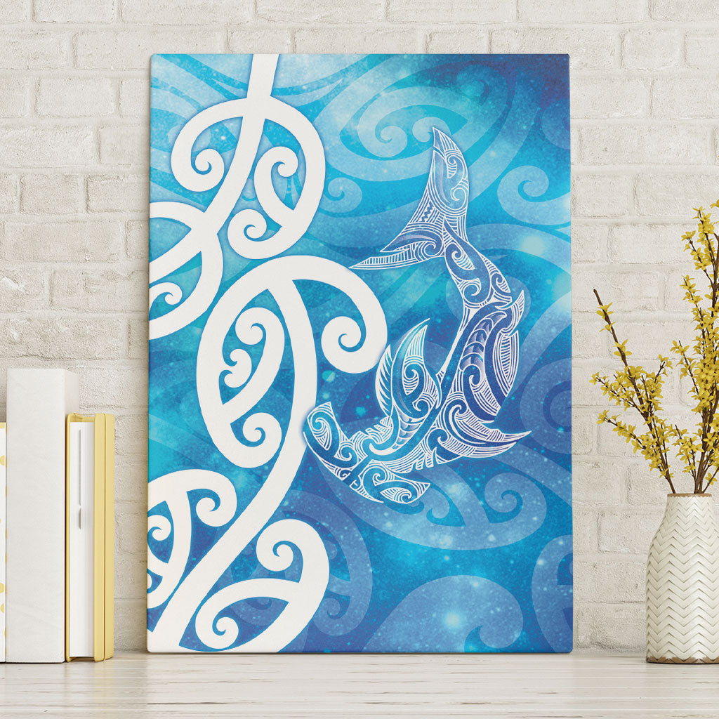 Hammerhead Shark Tattoo New Zealand Canvas Wall Art Maori Galaxy Mangopare Pattern LT14 Without Frame Turquoise - Polynesian Pride