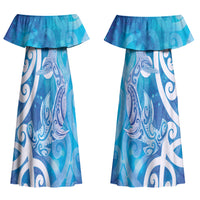 Hammerhead Shark Tattoo New Zealand Couples Matching Off Shoulder Maxi Dress and Hawaiian Shirt Maori Galaxy Mangopare Pattern LT14 - Polynesian Pride