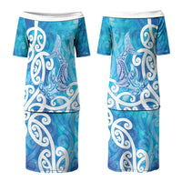 Hammerhead Shark Tattoo New Zealand Couples Matching Puletasi and Hawaiian Shirt Maori Galaxy Mangopare Pattern LT14 - Polynesian Pride