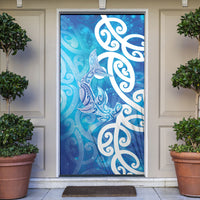 Hammerhead Shark Tattoo New Zealand Door Cover Maori Galaxy Mangopare Pattern LT14 Turquoise - Polynesian Pride