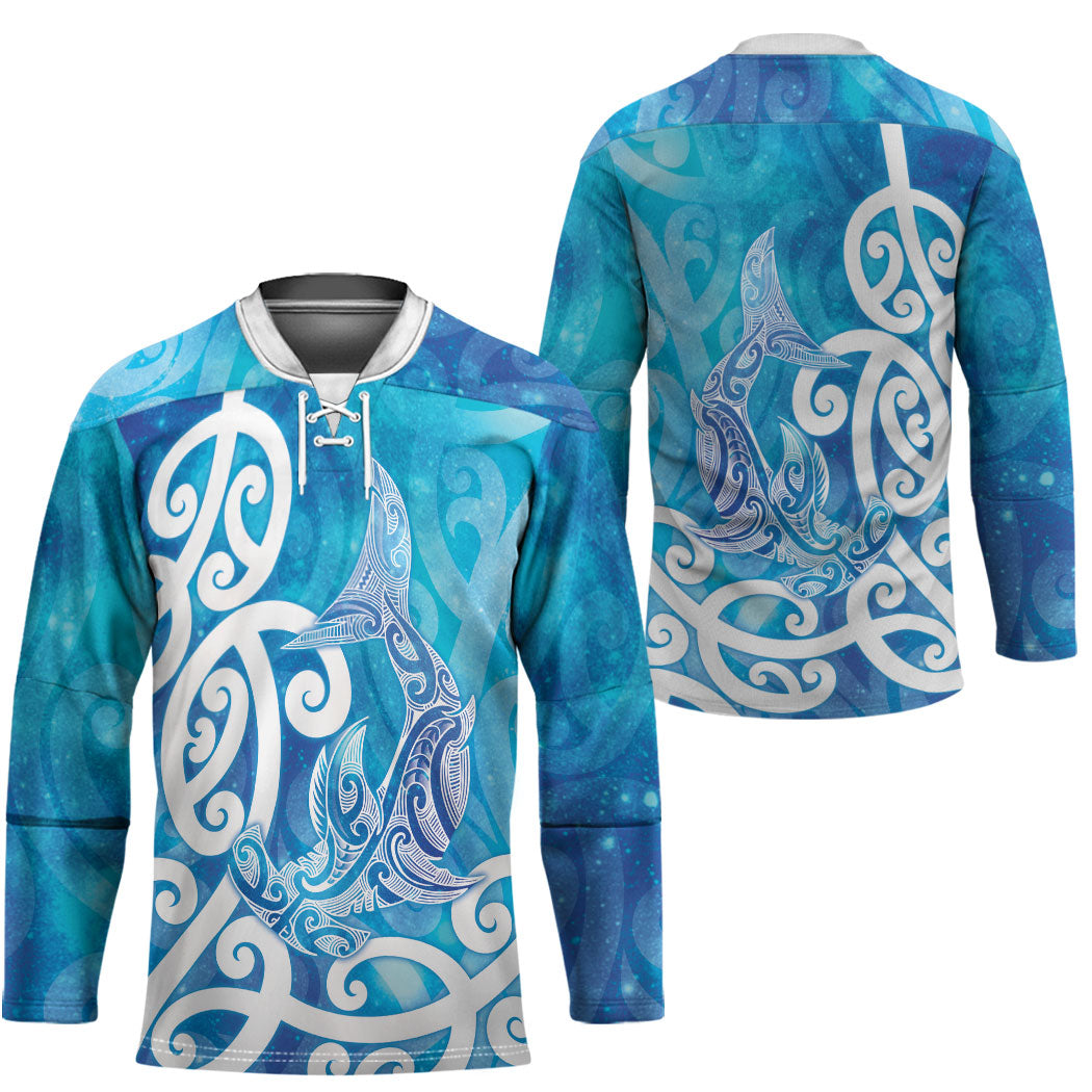 Hammerhead Shark Tattoo New Zealand Hockey Jersey Maori Galaxy Mangopare Pattern LT14 - Polynesian Pride