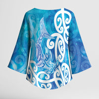 Hammerhead Shark Tattoo New Zealand Kimono Sleeve Blouse Maori Galaxy Mangopare Pattern LT14 - Polynesian Pride