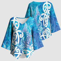 Hammerhead Shark Tattoo New Zealand Kimono Sleeve Blouse Maori Galaxy Mangopare Pattern LT14 - Polynesian Pride