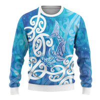 Hammerhead Shark Tattoo New Zealand Ugly Christmas Sweater Maori Galaxy Mangopare Pattern