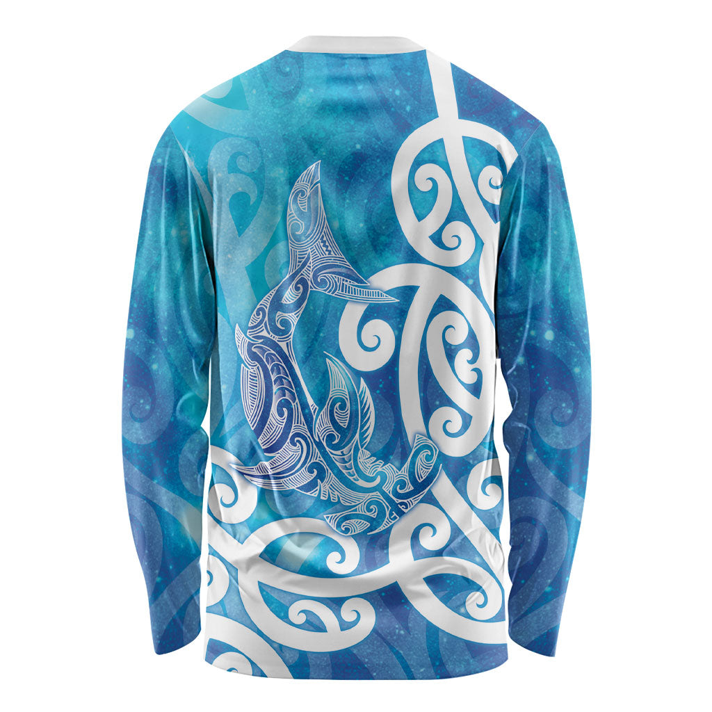 Hammerhead Shark Tattoo New Zealand Long Sleeve Shirt Maori Galaxy Mangopare Pattern LT14 - Polynesian Pride