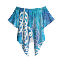 Hammerhead Shark Tattoo New Zealand Off Shoulder Wrap Waist Top Maori Galaxy Mangopare Pattern LT14 - Polynesian Pride