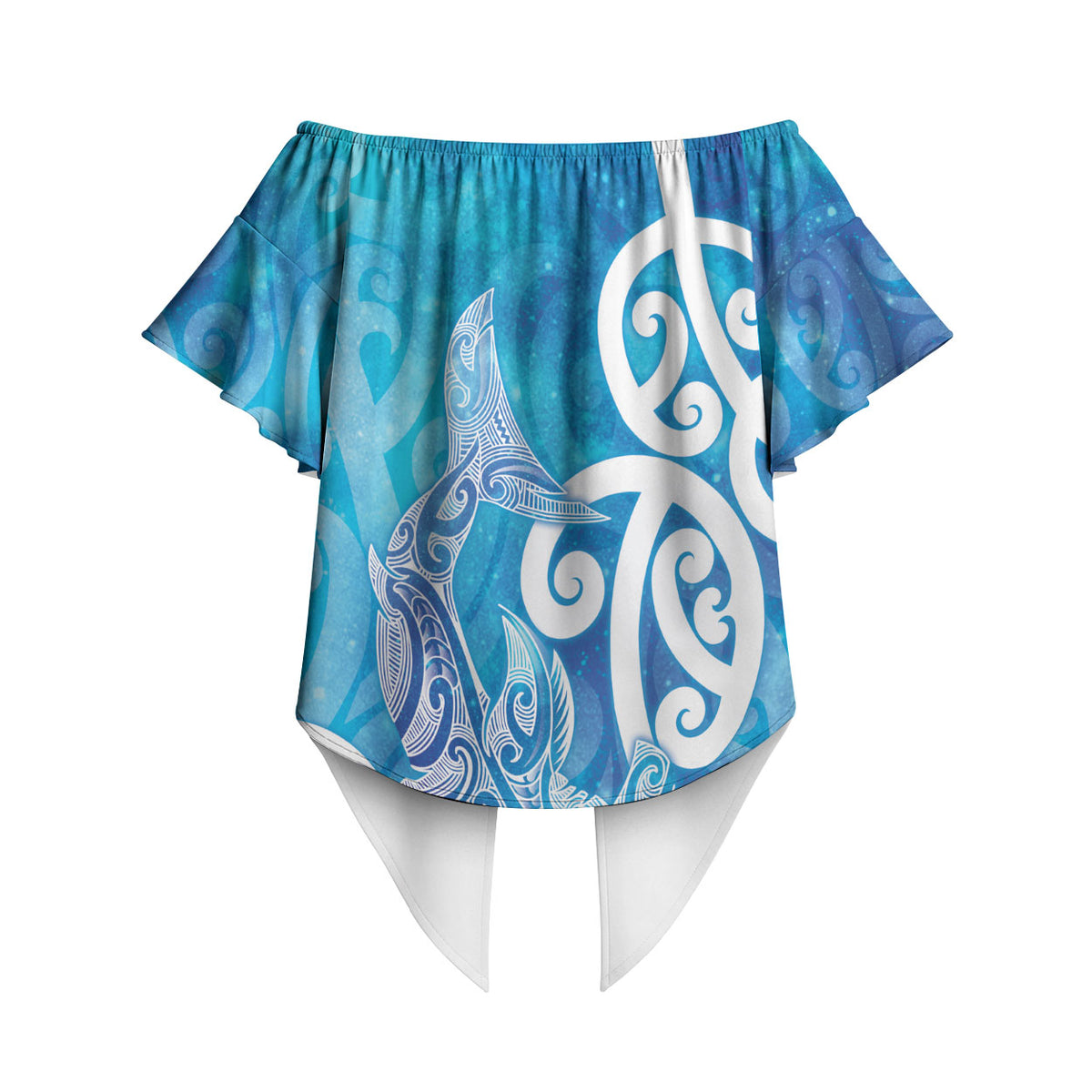 Hammerhead Shark Tattoo New Zealand Off Shoulder Wrap Waist Top Maori Galaxy Mangopare Pattern LT14 - Polynesian Pride