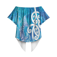 Hammerhead Shark Tattoo New Zealand Off Shoulder Wrap Waist Top Maori Galaxy Mangopare Pattern LT14 - Polynesian Pride