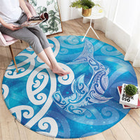 Hammerhead Shark Tattoo New Zealand Round Carpet Maori Galaxy Mangopare Pattern LT14 - Polynesian Pride
