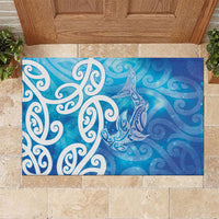 Hammerhead Shark Tattoo New Zealand Rubber Doormat Maori Galaxy Mangopare Pattern LT14 Turquoise - Polynesian Pride