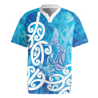 Hammerhead Shark Tattoo New Zealand Rugby Jersey Maori Galaxy Mangopare Pattern LT14 Turquoise - Polynesian Pride