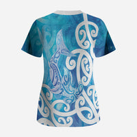 Hammerhead Shark Tattoo New Zealand Scrub Top Maori Galaxy Mangopare Pattern LT14 - Polynesian Pride