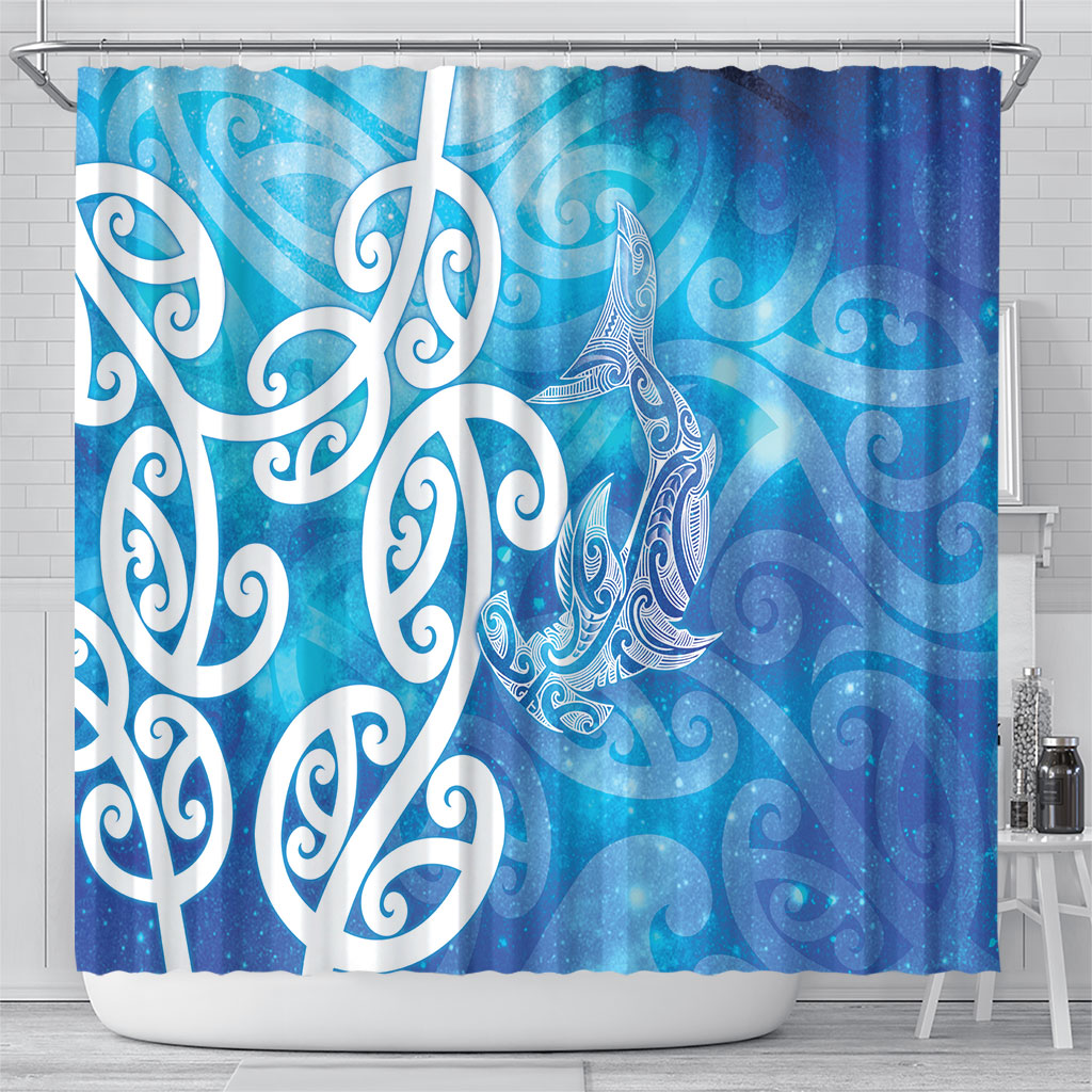 Hammerhead Shark Tattoo New Zealand Shower Curtain Maori Galaxy Mangopare Pattern LT14 - Polynesian Pride