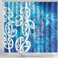 Hammerhead Shark Tattoo New Zealand Shower Curtain Maori Galaxy Mangopare Pattern LT14 - Polynesian Pride