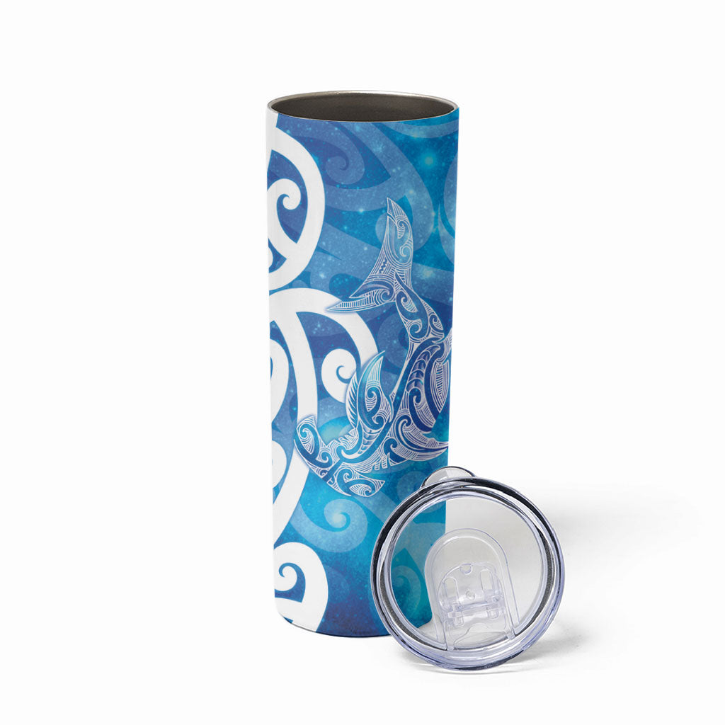Hammerhead Shark Tattoo New Zealand Skinny Tumbler Maori Galaxy Mangopare Pattern LT14 - Polynesian Pride