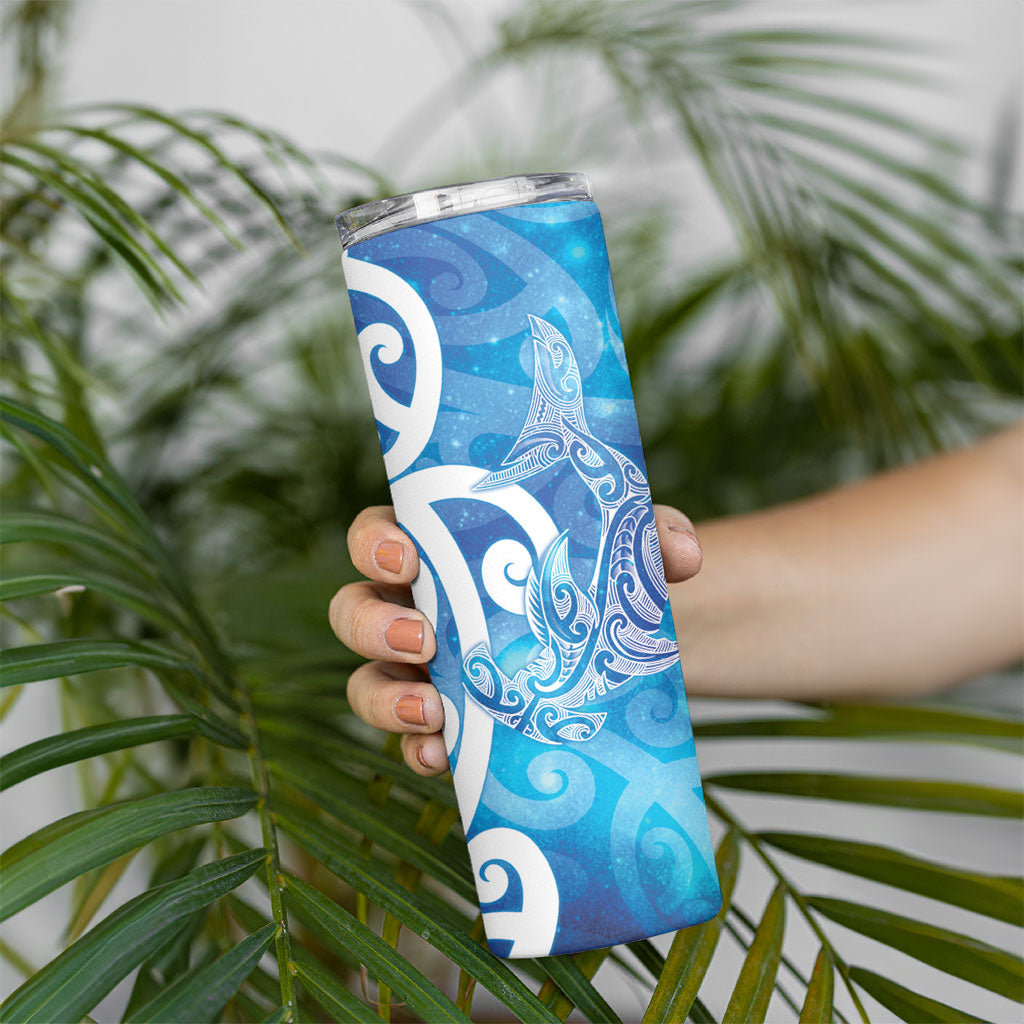 Hammerhead Shark Tattoo New Zealand Skinny Tumbler Maori Galaxy Mangopare Pattern LT14 - Polynesian Pride