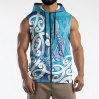Hammerhead Shark Tattoo New Zealand Sleeveless Zip Hoodie Maori Galaxy Mangopare Pattern LT14 - Polynesian Pride