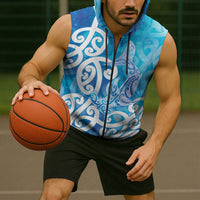 Hammerhead Shark Tattoo New Zealand Sleeveless Zip Hoodie Maori Galaxy Mangopare Pattern LT14 - Polynesian Pride