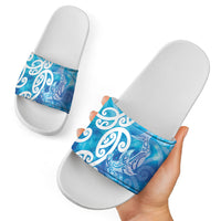 Hammerhead Shark Tattoo New Zealand Slide Sandals Maori Galaxy Mangopare Pattern LT14 - Polynesian Pride