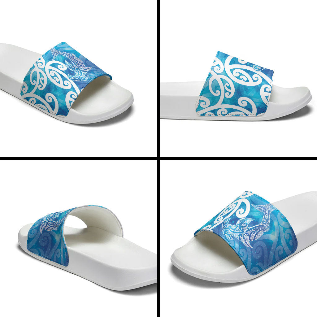 Hammerhead Shark Tattoo New Zealand Slide Sandals Maori Galaxy Mangopare Pattern LT14 - Polynesian Pride