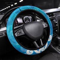 Hammerhead Shark Tattoo New Zealand Steering Wheel Cover Maori Galaxy Mangopare Pattern LT14 Universal Fit Turquoise - Polynesian Pride