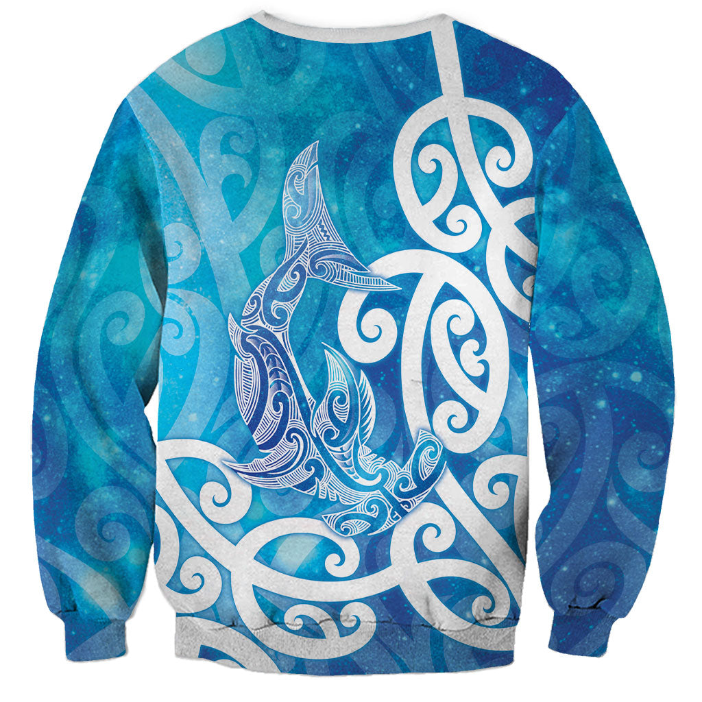 Hammerhead Shark Tattoo New Zealand Sweatshirt Maori Galaxy Mangopare Pattern LT14 - Polynesian Pride