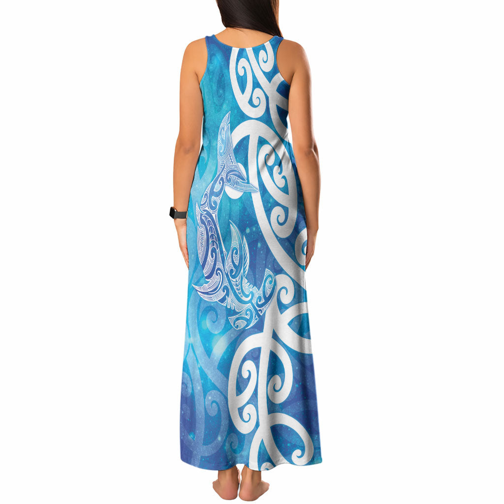 Hammerhead Shark Tattoo New Zealand Tank Maxi Dress Maori Galaxy Mangopare Pattern LT14 - Polynesian Pride