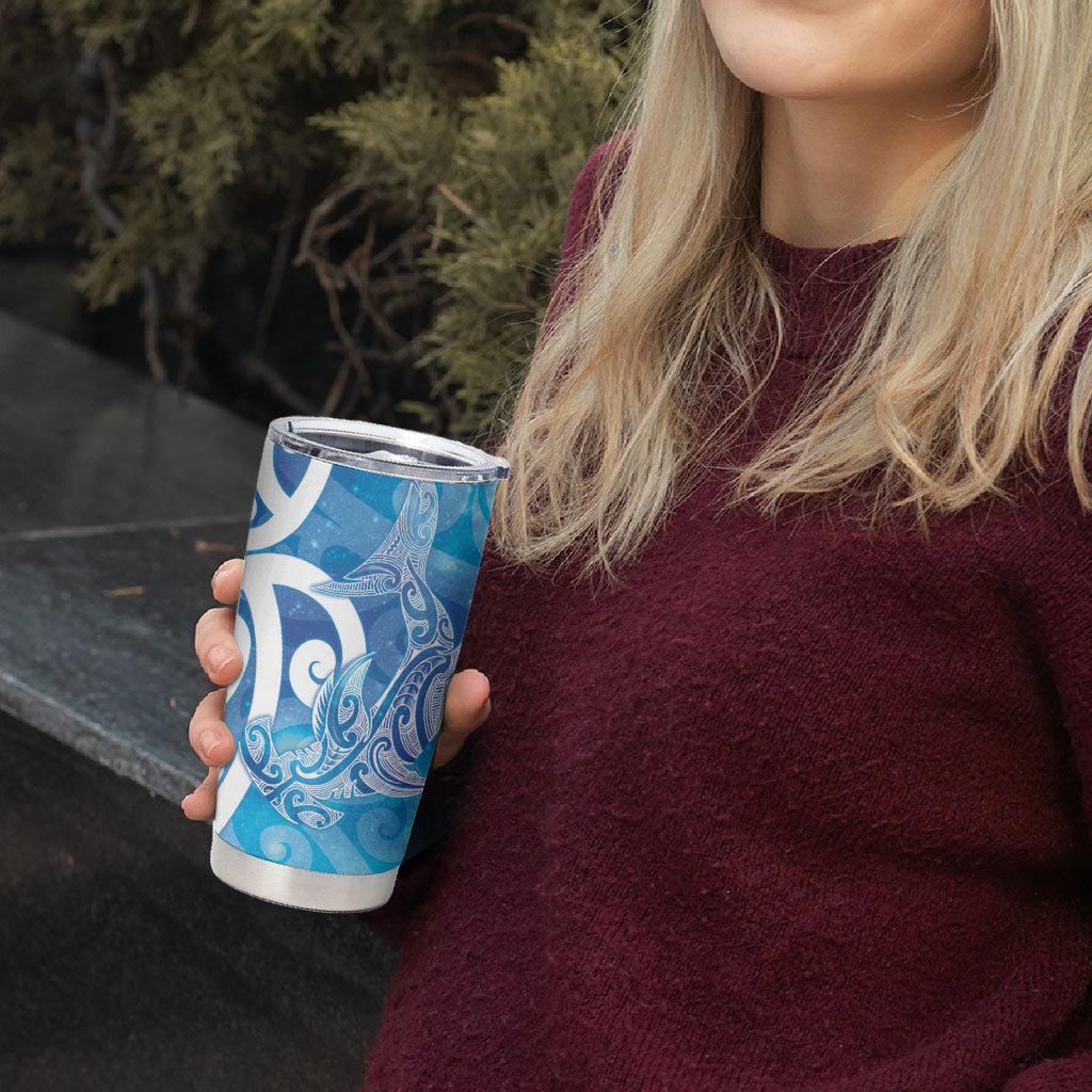 Hammerhead Shark Tattoo New Zealand Tumbler Cup Maori Galaxy Mangopare Pattern LT14 - Polynesian Pride