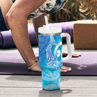 Hammerhead Shark Tattoo New Zealand Tumbler With Handle Maori Galaxy Mangopare Pattern LT14 - Polynesian Pride