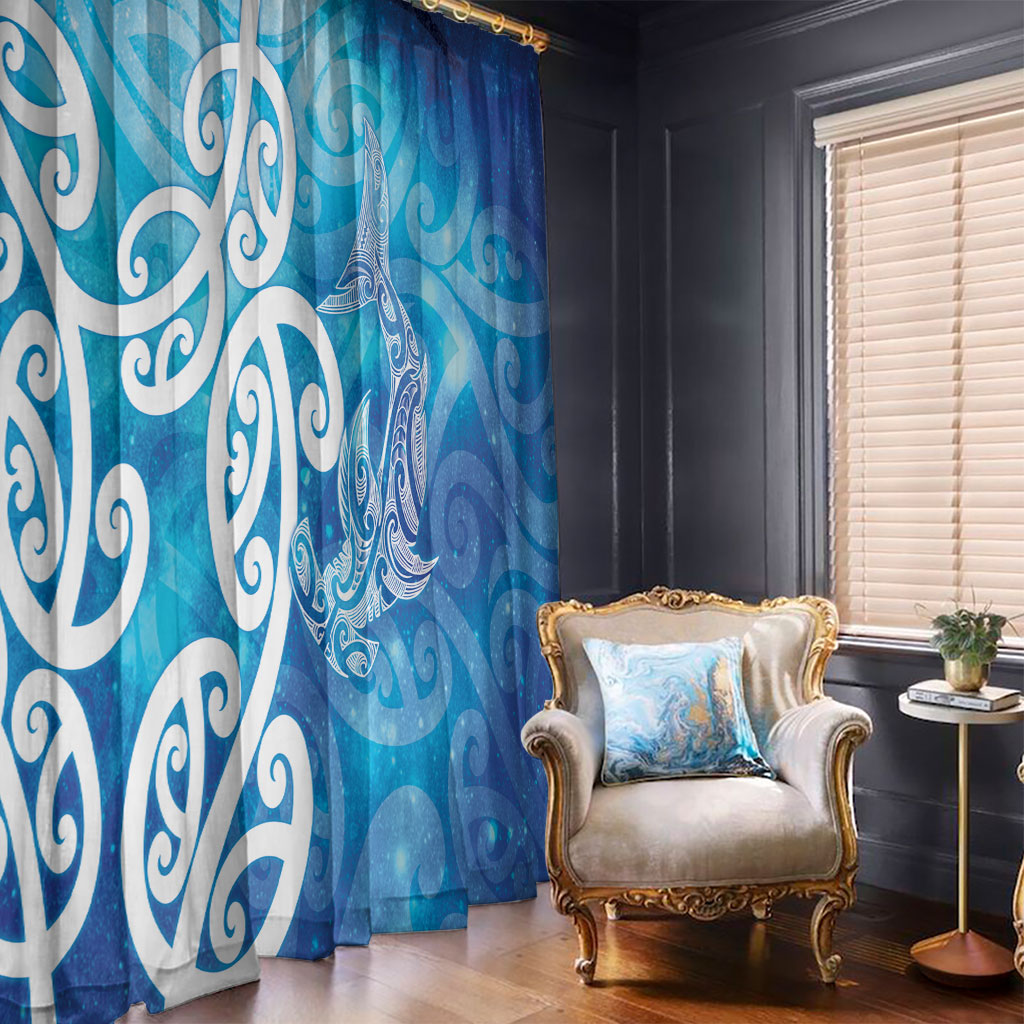 Hammerhead Shark Tattoo New Zealand Window Curtain Maori Galaxy Mangopare Pattern LT14 - Polynesian Pride