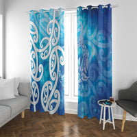 Hammerhead Shark Tattoo New Zealand Window Curtain Maori Galaxy Mangopare Pattern LT14 With Grommets Turquoise - Polynesian Pride
