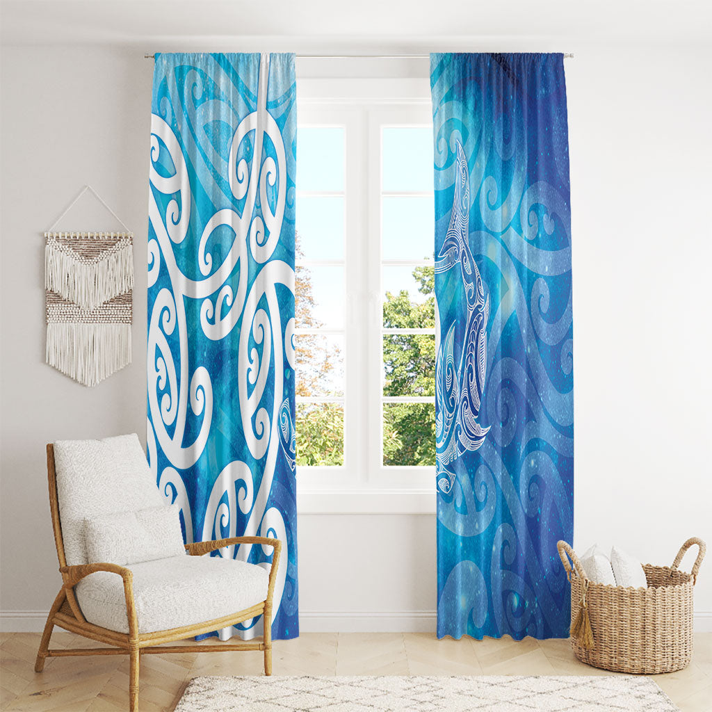 Hammerhead Shark Tattoo New Zealand Window Curtain Maori Galaxy Mangopare Pattern LT14 - Polynesian Pride