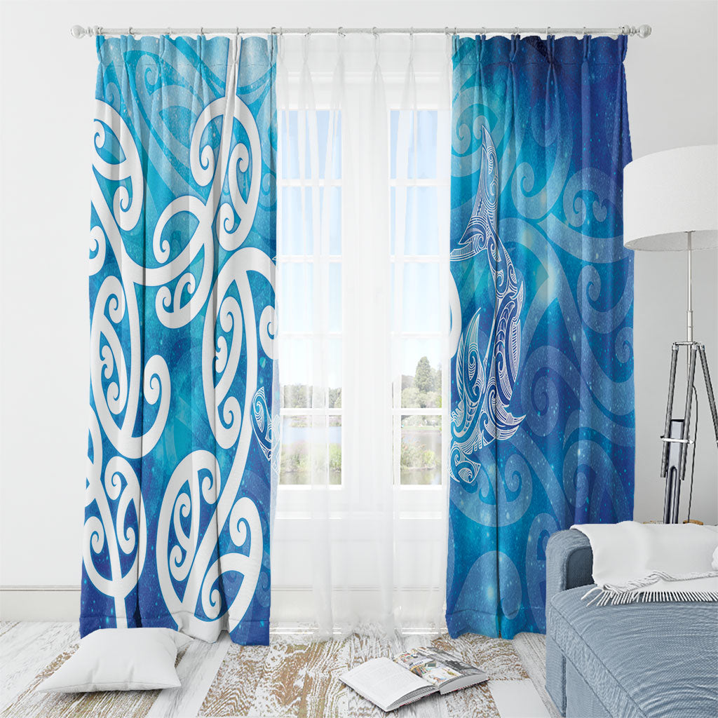 Hammerhead Shark Tattoo New Zealand Window Curtain Maori Galaxy Mangopare Pattern LT14 - Polynesian Pride