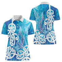 Hammerhead Shark Tattoo New Zealand Women Polo Shirt Maori Galaxy Mangopare Pattern LT14 - Polynesian Pride