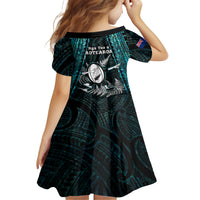 New Zealand Silver Fern Rugby Family Matching Off Shoulder Maxi Dress and Hawaiian Shirt Aotearoa All Black Dabbing Ball With Maori Paua Shell LT14 - Polynesian Pride