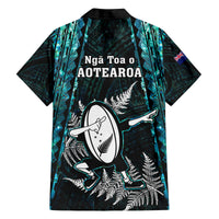 New Zealand Silver Fern Rugby Kid Hawaiian Shirt Aotearoa All Black Dabbing Ball With Maori Paua Shell LT14 - Polynesian Pride