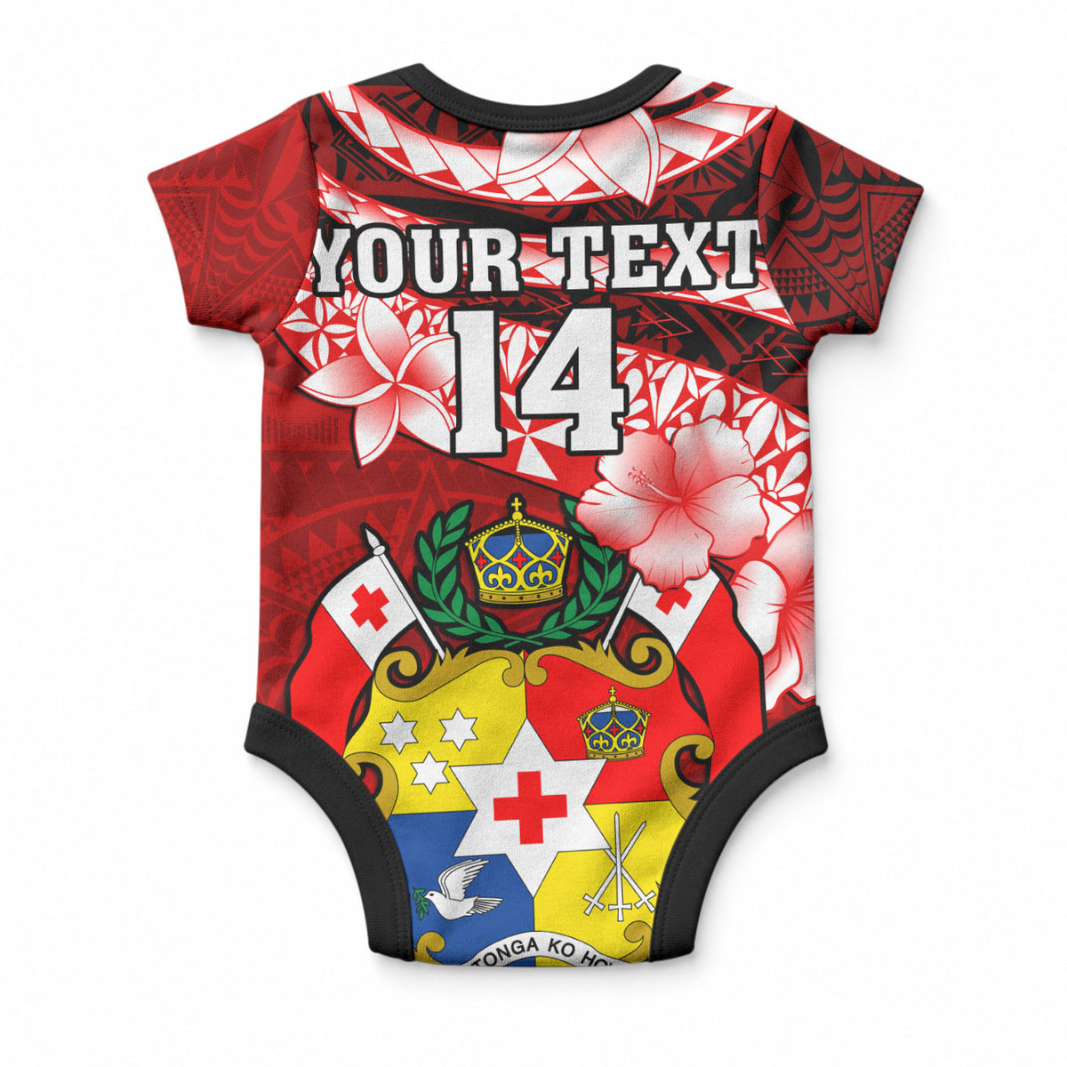 Custom Tonga Rugby Baby Onesie Ikale Tahi Tongan Ngatu Pattern With Dabbing Ball LT14 - Polynesian Pride