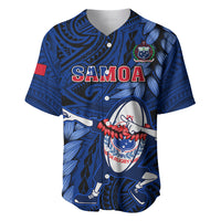 Samoa Rugby Baseball Jersey Manu Samoa Ula Fala Dabbing Ball Polynesian Blue Version LT14 Blue - Polynesian Pride