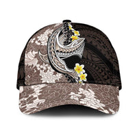 Brown and Black Hawaii Shark Tattoo Classic Cap Puakenikeni Lei Plumeria Polynesian Pattern - Polynesian Pride