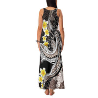 Brown and Black Hawaii Shark Tattoo Family Matching Tank Maxi Dress and Hawaiian Shirt Puakenikeni Lei Plumeria Polynesian Pattern LT14 - Polynesian Pride