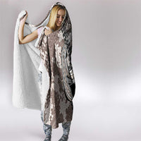 Brown and Black Hawaii Shark Tattoo Hooded Blanket Puakenikeni Lei Plumeria Polynesian Pattern - Polynesian Pride
