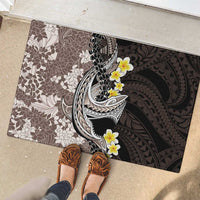 Brown and Black Hawaii Shark Tattoo Rubber Doormat Puakenikeni Lei Plumeria Polynesian Pattern - Polynesian Pride