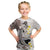 Brown and White Hawaii Shark Tattoo Kid T Shirt Puakenikeni Lei Plumeria Polynesian Pattern - Polynesian Pride